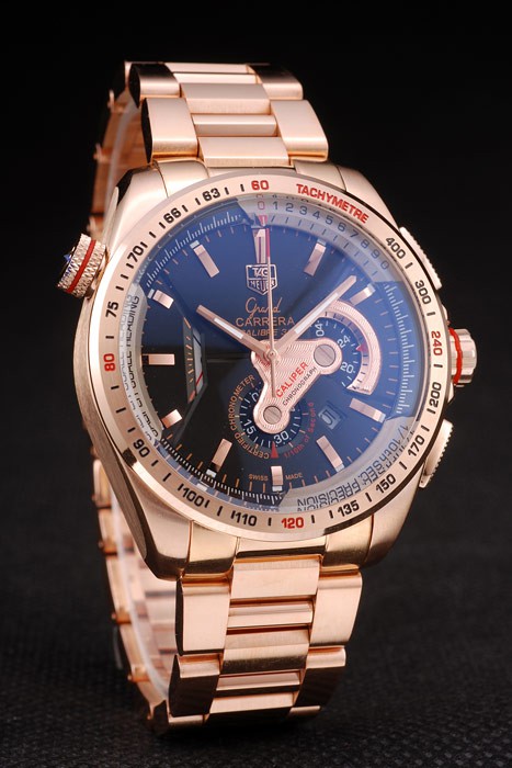 Tag Heuer Carrera Rose Gold Case Black Dial - Image 3