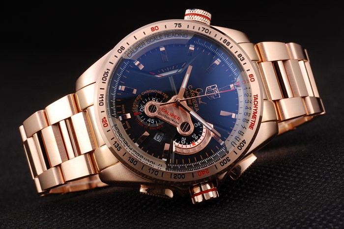 Tag Heuer Carrera Rose Gold Case Black Dial - Image 4